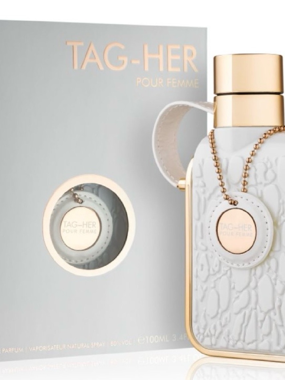TAG-HER Pour Femme White & Gold Women's Fragrance Bottle Necklace